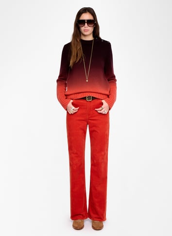 Pull droit col rond en cachemire ZADIG&VOLTAIRE Orange